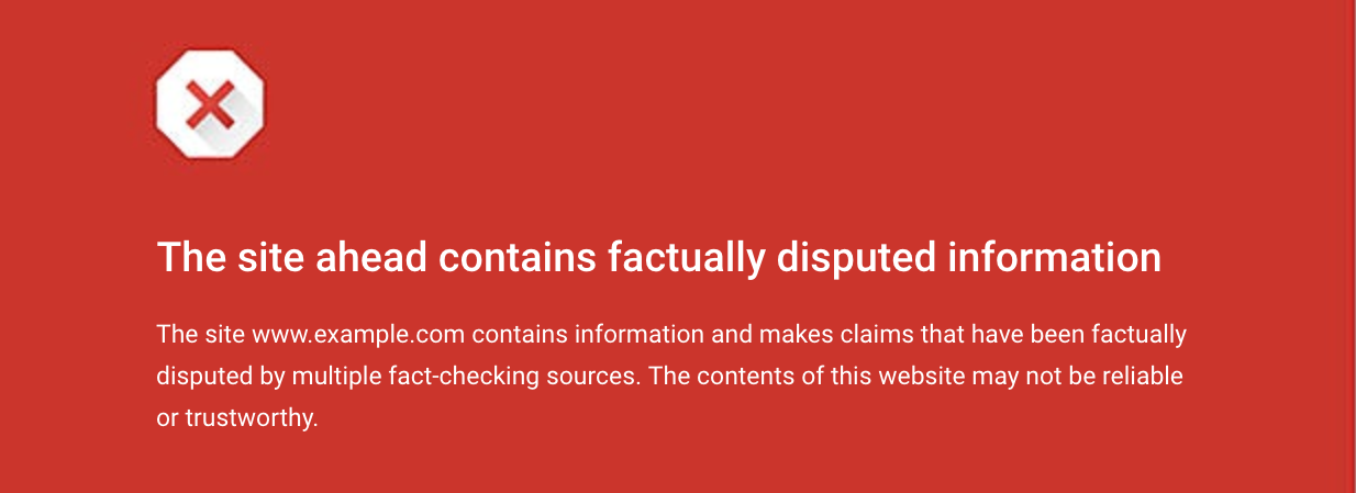 Google Chrome Fact-Check Warning